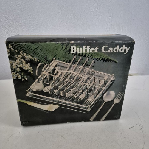 Metal Buffet Caddy cutlery organizer like new, silver