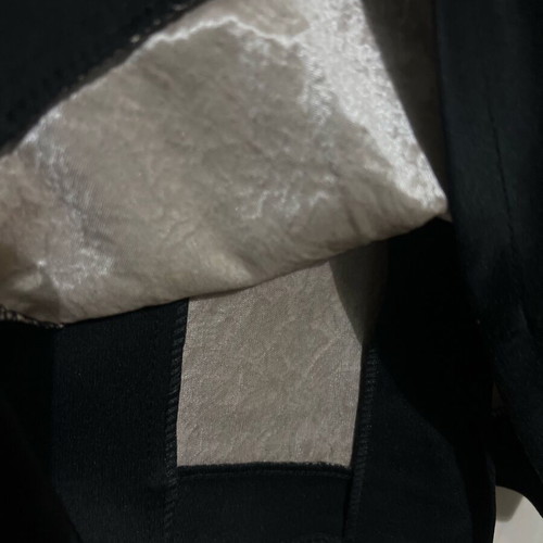 Evening dress knee-length black with sewn lace on champagne fabric like new