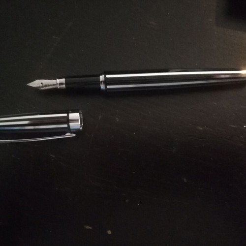 Ascot pen in gift box like new, striped black and steel