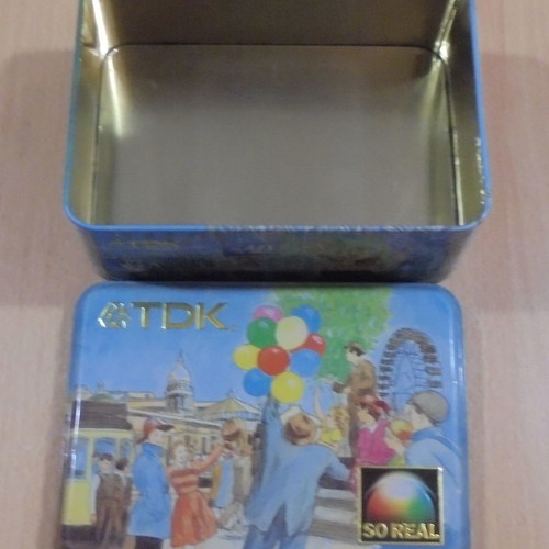 TDK old metal audio cassette storage box used