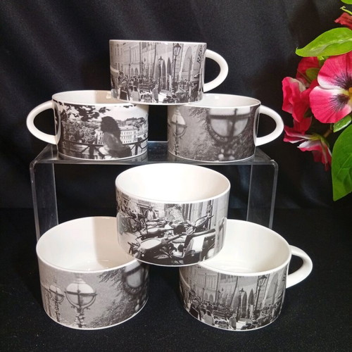 Royal Doulton British Airways Club Europe coffee cups set of 6 black and white
