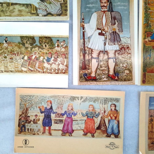 Postcards with artworks by Theofilos Chatzimichail used, pack of 12
