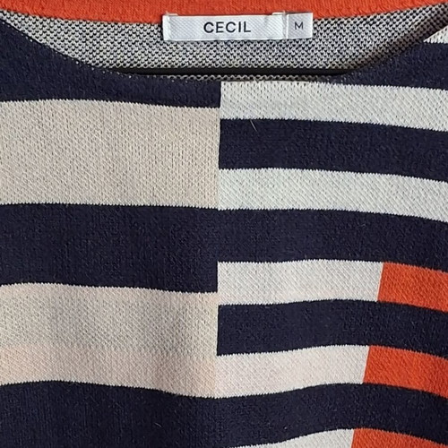 Striped blouse Cecil size M like new with geometric color-block design