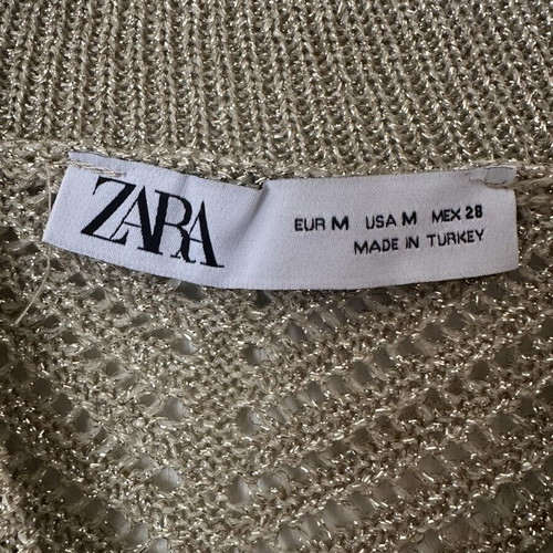 Zara gold knitted beach dress long with fringes like new
