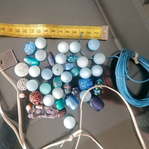 Set of glass beads and real amethyst with cord new
