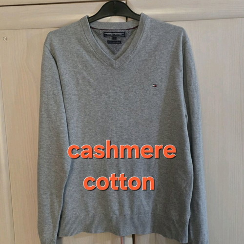 Tommy Hilfiger sweater with cashmere and cotton like new, gray-blue medium size