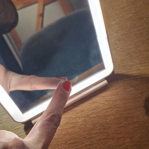 Table mirror with light, foldable, USB Type-C charging