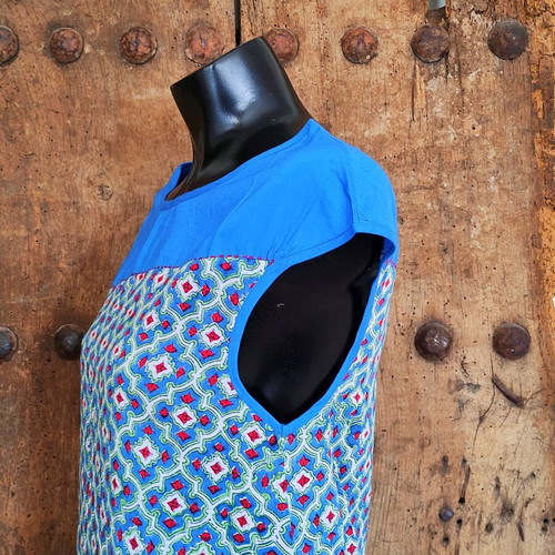 Boho dress like new, cotton with ethnic print, size small - medium