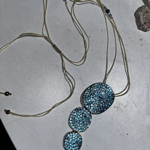Handmade necklace turquoise new with adjustable macrame cord