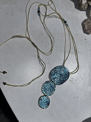 Handmade necklace turquoise new with adjustable macrame cord