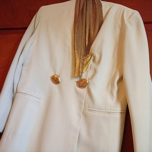Acme Viscose Evening Jacket with Gold Collar like new, beige