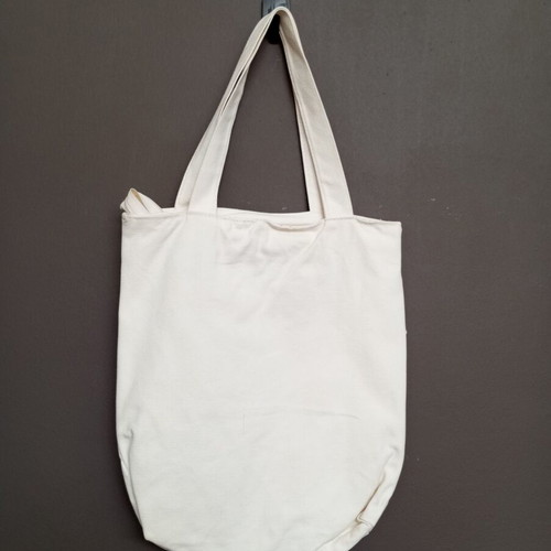 Canvas tote bag with zipper, shoulder bag, white with glitter illustration