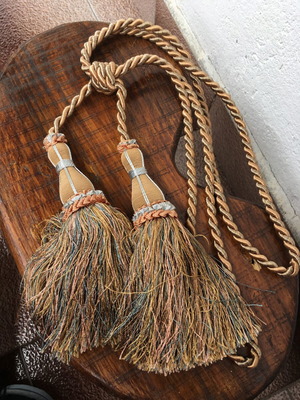 Curtain tassel vintage like new, set of 2, light blue and orange