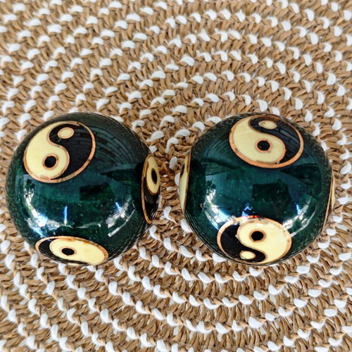 Baoding Balls used, green yin yang health and relaxation spheres