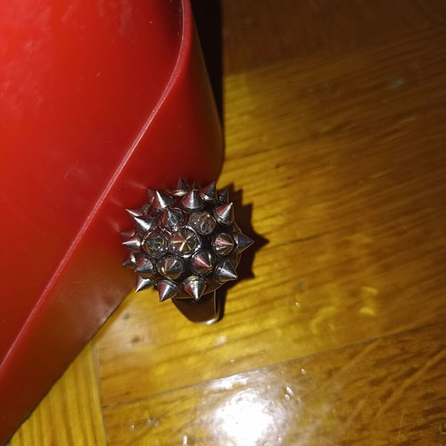 Unisex ring used dark gray with silver spikes