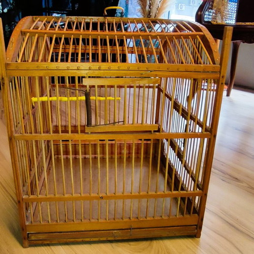 Handmade wooden birdcage for canaries used, vintage style