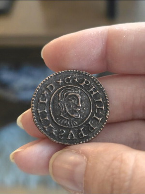 Replica of old Spanish coin from 17th century like new