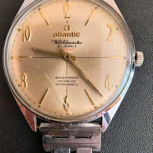 Atlantic Worldmaster Vintage men's watch used, silver tone