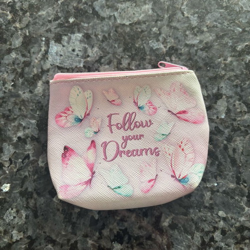Mini Butterfly Coin Purse new, pink with butterflies