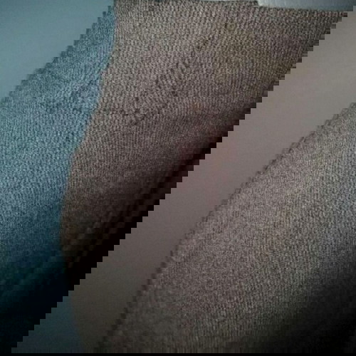 Ελαστική φούστα με φόδρα και ψηλή μέση, καφέ ριγέ, σαν καινούργια