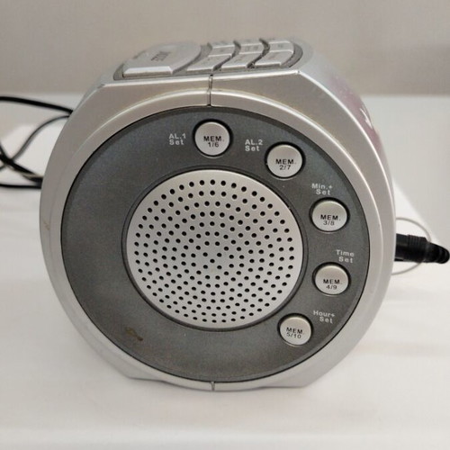 Portable radio with alarm clock like new, gray