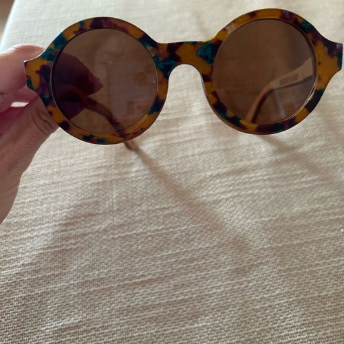 Wooden round sunglasses like new, handmade Greek design