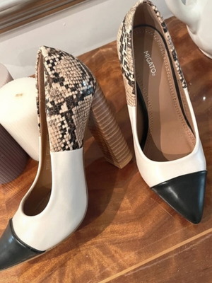 Migato pumps like new, size 36, black-white with snake pattern