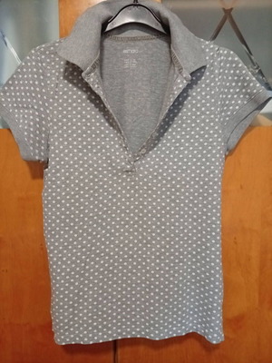 Esmara Women's Polo Shirt Small Grey with White Polka Dots like new