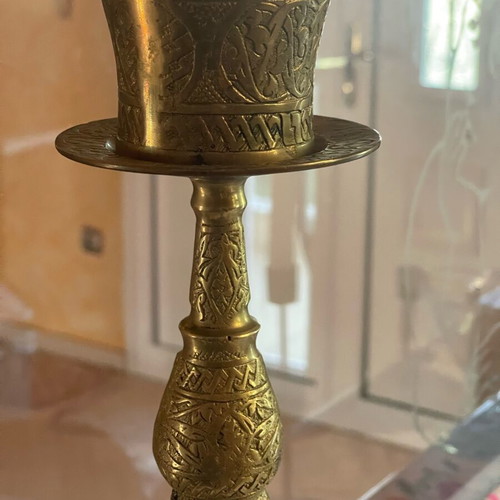 Engraved brass hookah, 50 cm, 100 years old from Constantinople