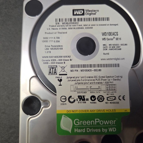 Western Digital Caviar SE16 1TB WD10EACS HDD used, 3.5 inch hard drive