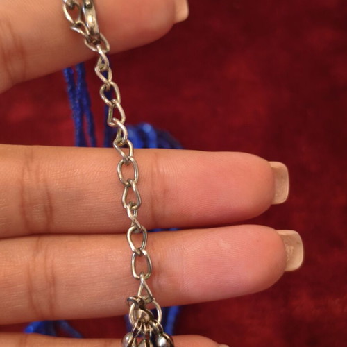 Multistrand necklace with blue glass beads and crystals like new