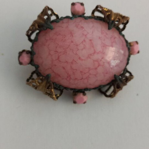 Vintage pin used with pink stone and gold details