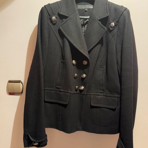 Black coat with silver buttons like new, size 16