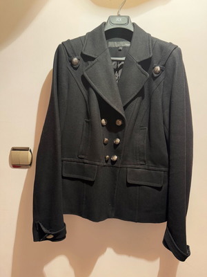 Black coat with silver buttons like new, size 16