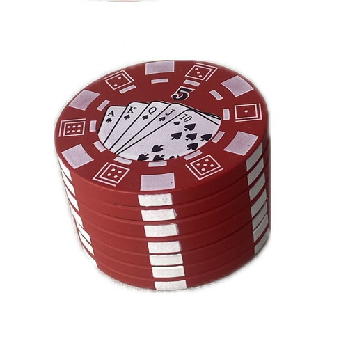 Grinder Poker Red 40x26mm new, 2-position herb grinder