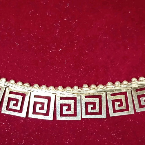 Silver 925 necklace ancient Greek style with meander design like new