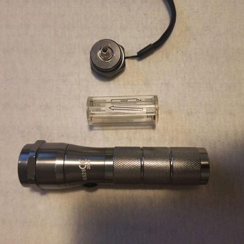Led metal flashlight used