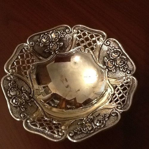 Vintage silver-plated fondant dish used from 1970 era