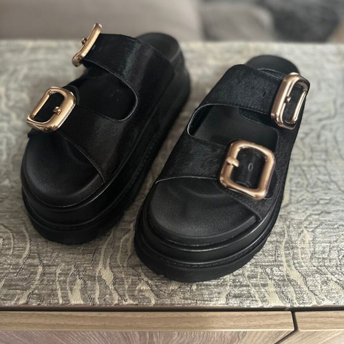 Seven women's black platform sandals size 38 like new
