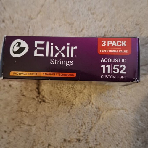 Elixir Nanoweb 80/20 Bronze Acoustic Guitar Strings 3-Pack, New