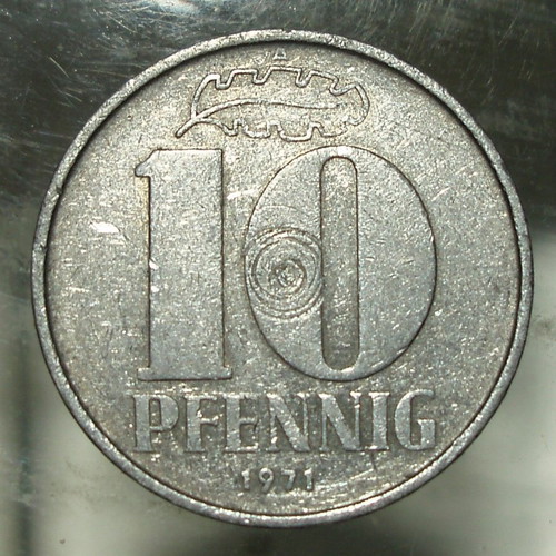 10 Pfennig 1971 German Democratic Republic used