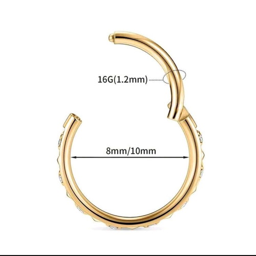 Titanium hoop earrings with zircon, gold color, new