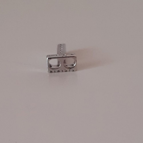 Silver charm pendant letter T with zircon, like new