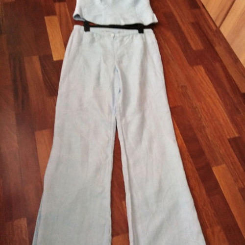 Women's linen suit set blue like new