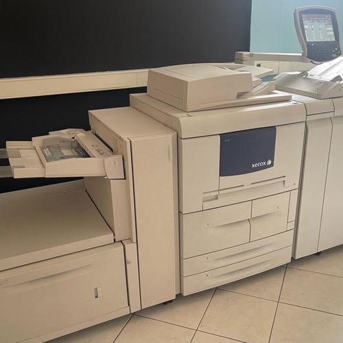 Xerox 4127 used production printer with finisher stapling and spiral