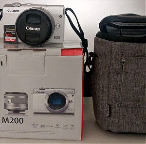 Φωτογραφική Μηχανή Canon Mirrorless EOS M200 Crop Frame Kit (EF-M 15-45mm F3.5-6.3 IS STM) Λευκή