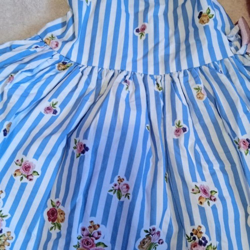 Evita dress 3 years new, white and blue with bow