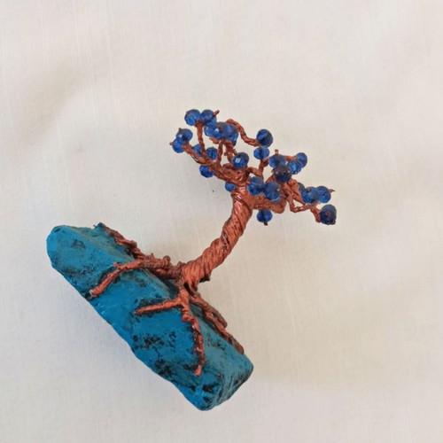 Decorative table tree new with blue beads and stone