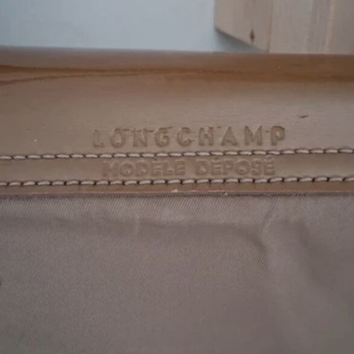 Longchamp Le Pliage Planètes shoulder bag used, beige, medium size with patent details