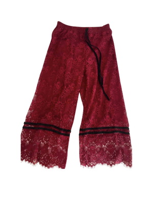 ZUIKI Cropped Lace Pants One Size Burgundy